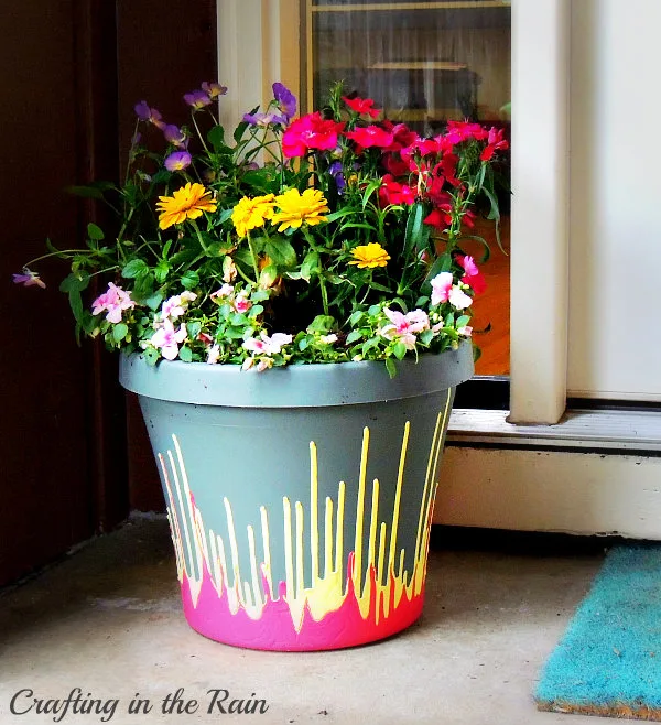 Drip paint flower pot