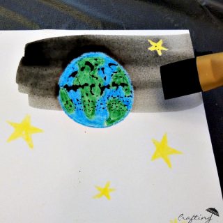 watercolor space kid craft