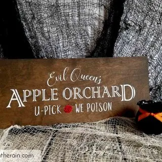 evil queen's apple orchard wood sign