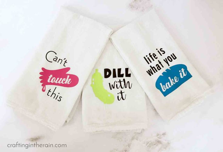 Cute Kitchen Towels Gift Set With Iron On Vinyl Crafting In The Rain