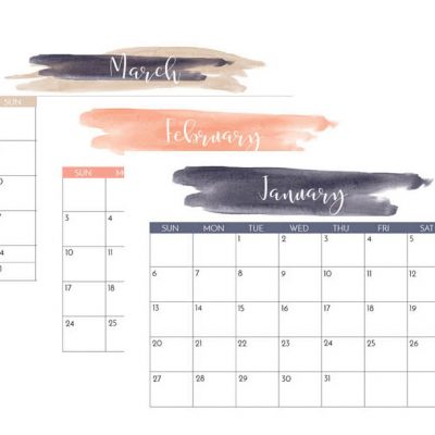 Navy and Blush 2020 Printable Calendar