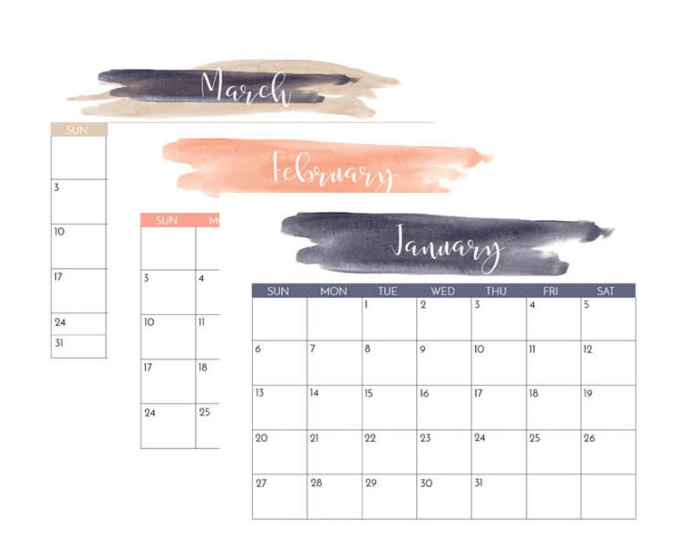 navy and blush 2020 printable calendar crafting in the rain