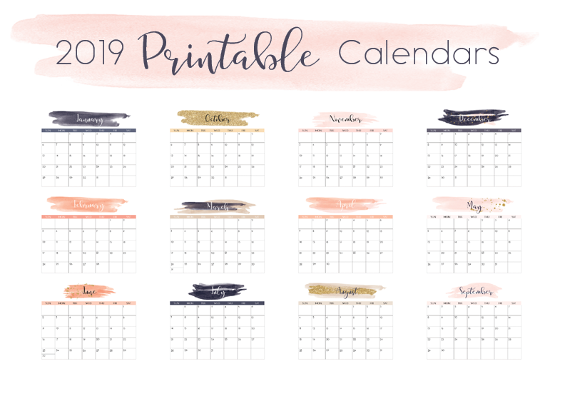 Free 2019 Printable Calendars