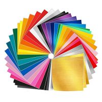 Adhesive Vinyl Sheets - 50 Pack 12'' X 12'' Premium Permanent Self Adhesive Vinyl Sheets in 38 Assorted Colors for Cricut,Silhouette Cameo,Craft Cutters,Printers,Letters,Decals