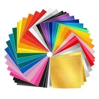 Adhesive Vinyl Sheets - 50 Pack 12'' X 12'' Premium Permanent Self Adhesive Vinyl Sheets in 38 Assorted Colors for Cricut,Silhouette Cameo,Craft Cutters,Printers,Letters,Decals
