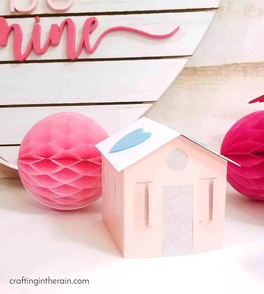 Cute pink paper house