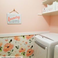 Peach laundry room makeover