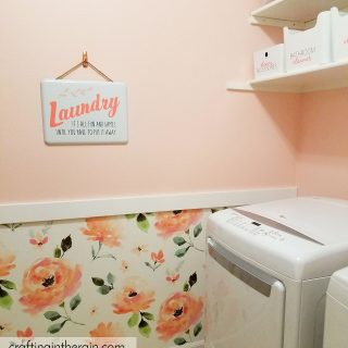 Peach laundry room makeover