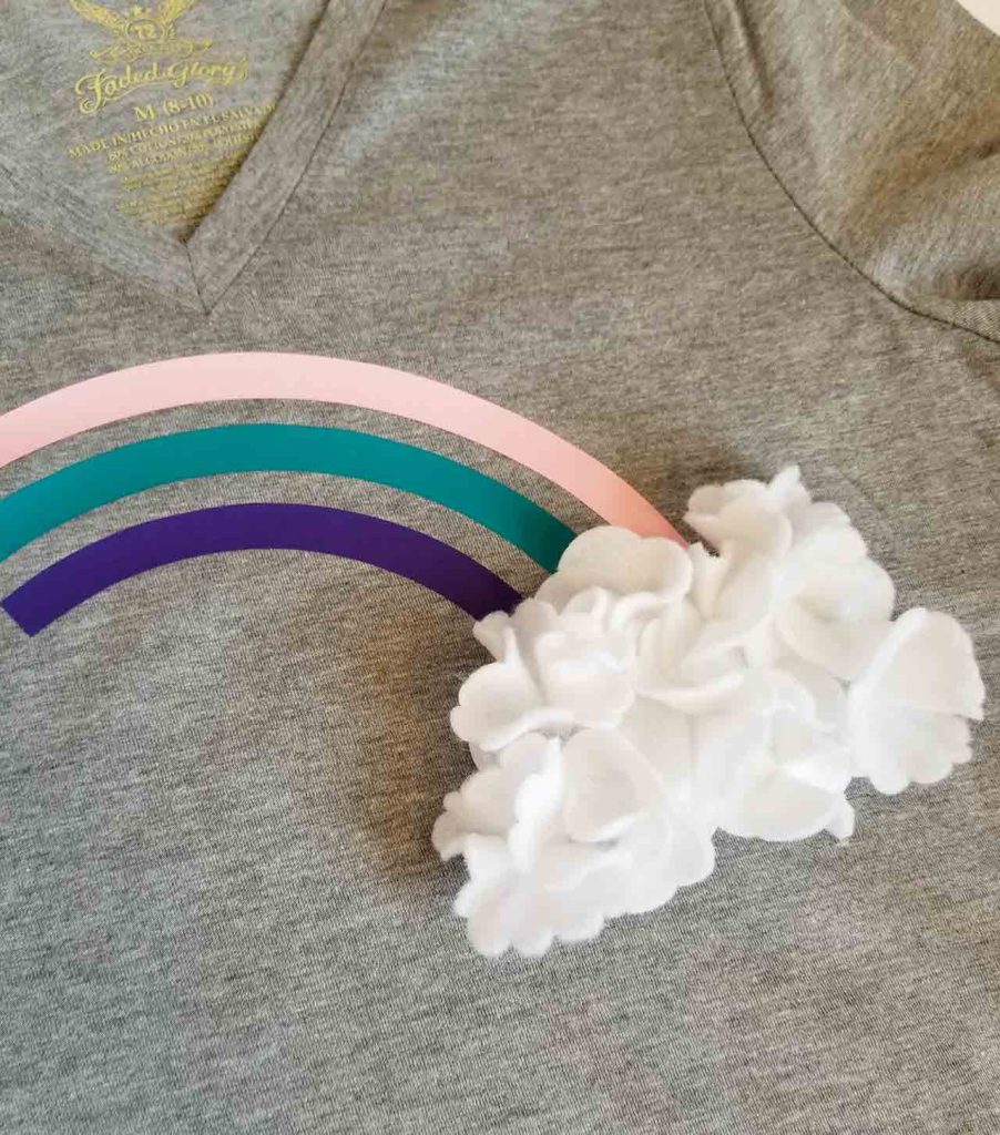 Rainbow shirt with puffy cloud