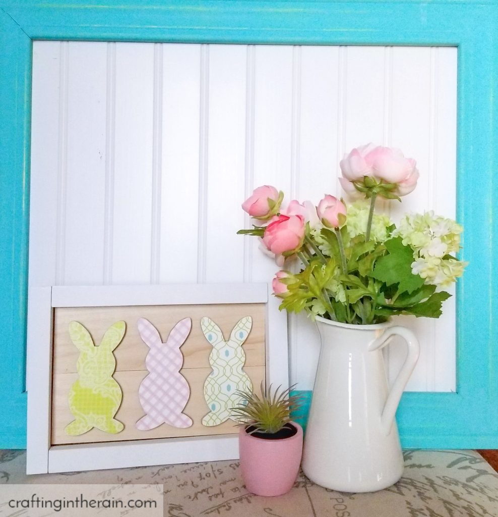 Framed mod podge bunnies