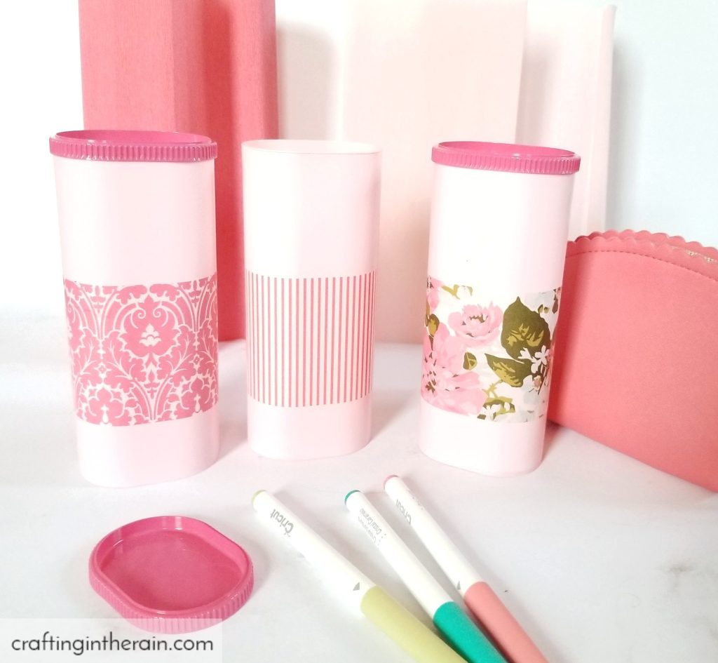 Pink gift containers with mod podge