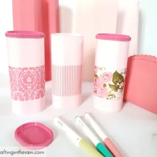 Pink gift containers with mod podge