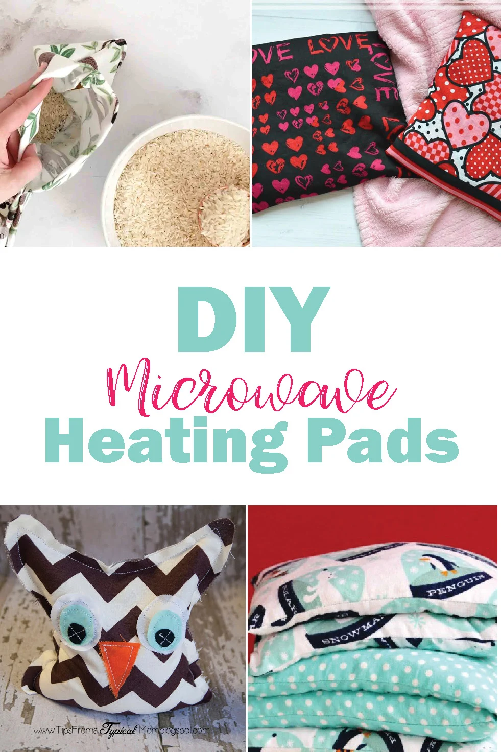 Different versions of diy microwave heating pads