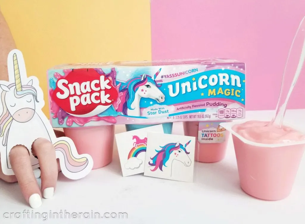 Unicorn snack pack pudding