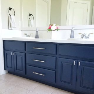 Navy bathroom vanity