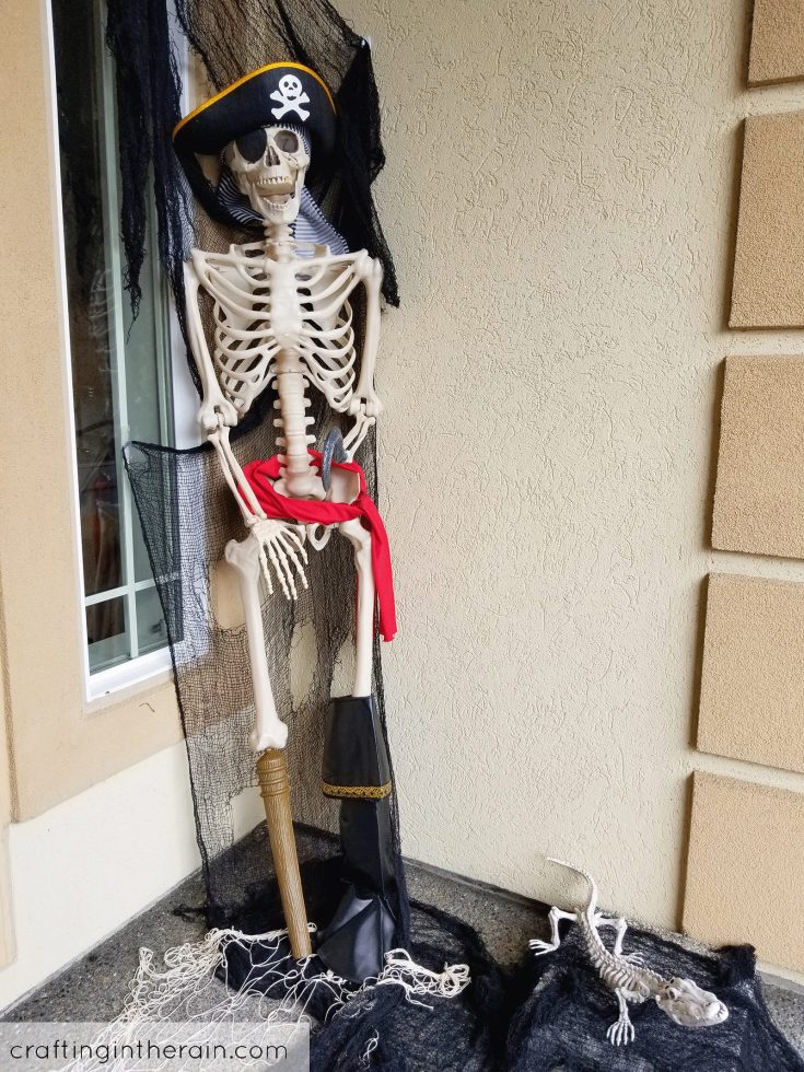 Pirate Skeleton Halloween Porch Crafting in the Rain