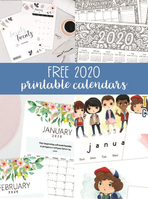 Free 2020 printable calendars