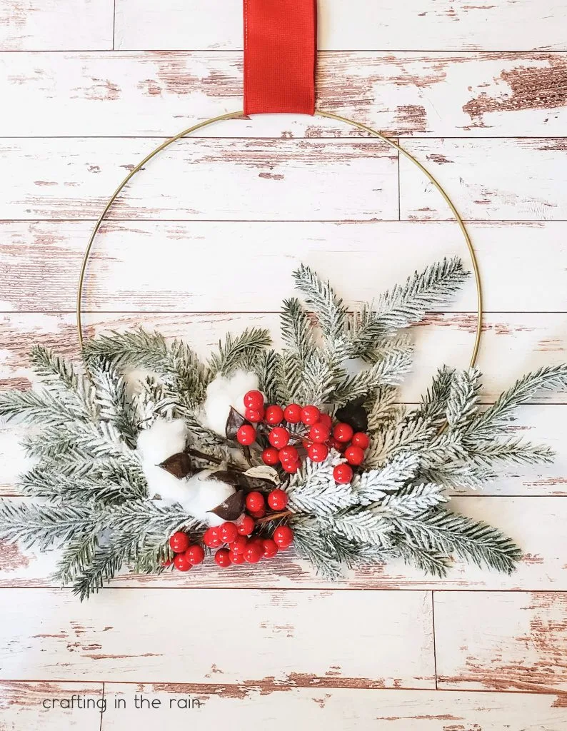 How to Make a Winter Hoop Wreath - Cotton Stem