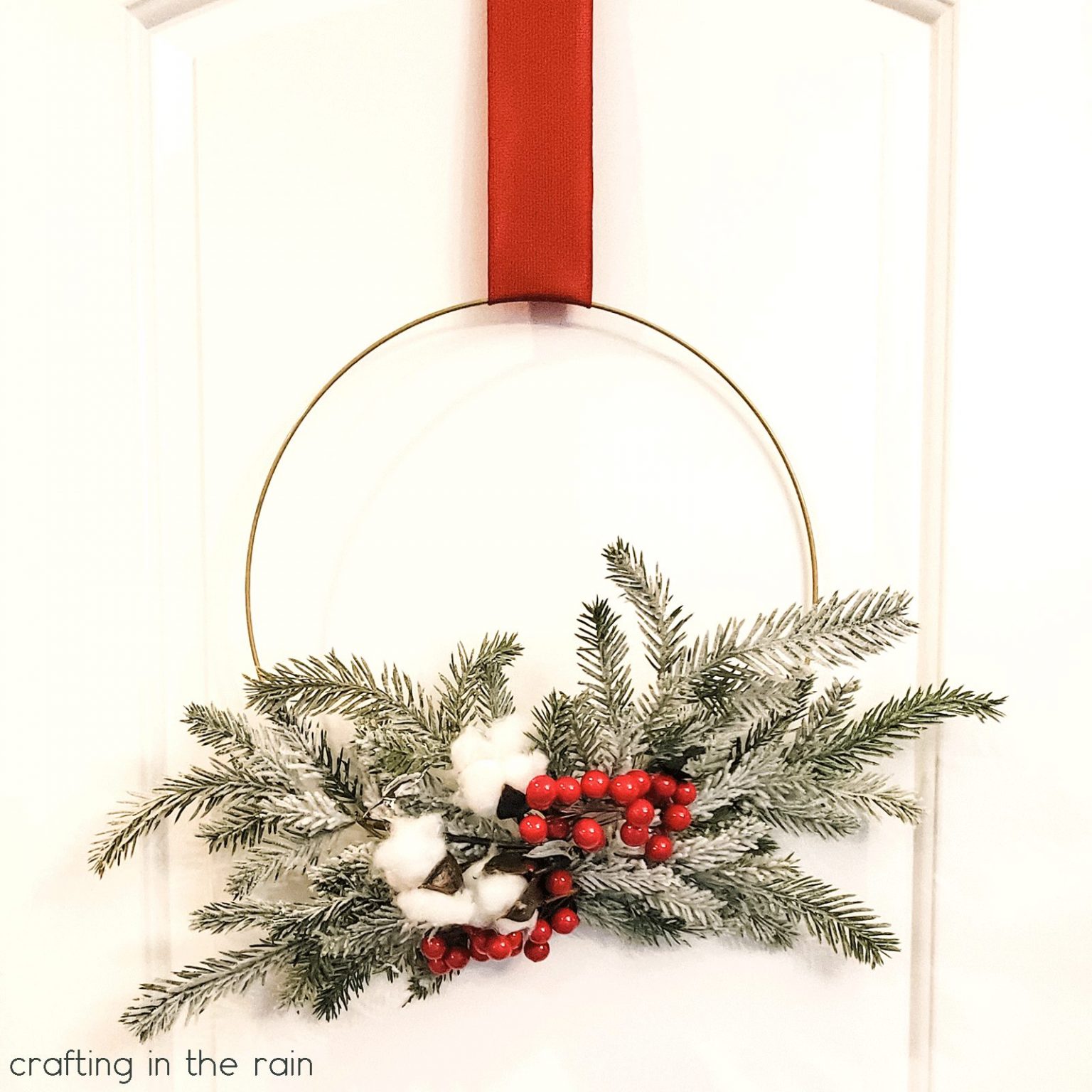Christmas Wire Hoop Wreath Crafting in the Rain