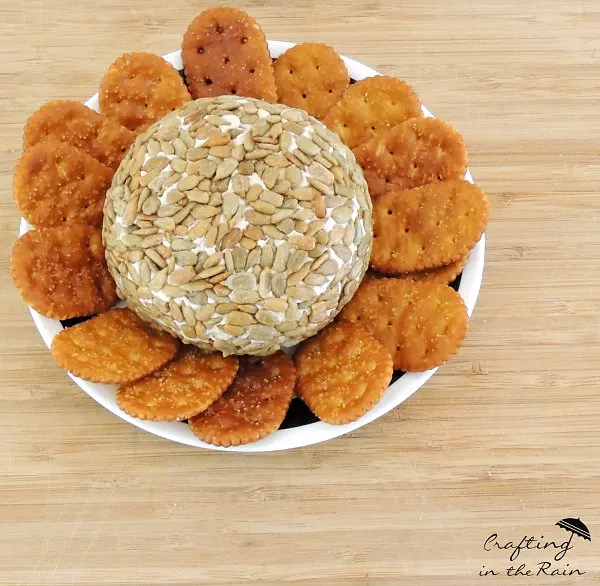 savory cheese ball with sunflower seeds