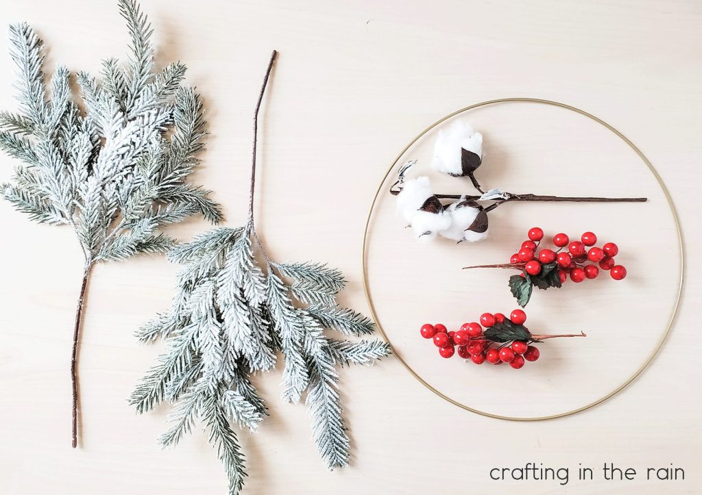 Supplies for making hoop wreath