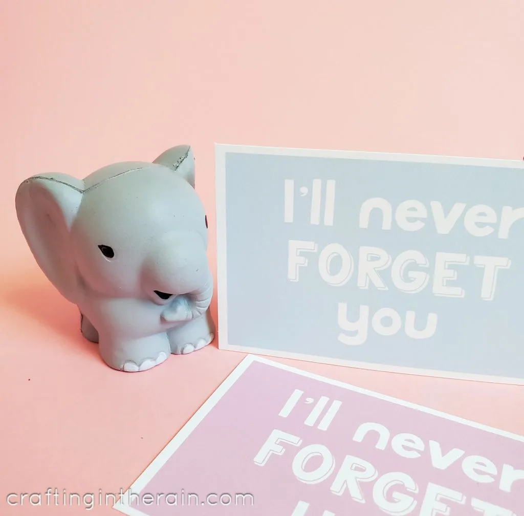 Printable elephant Valentine