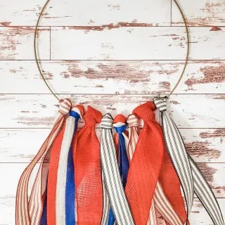 Hanging ribbon hoop wreath