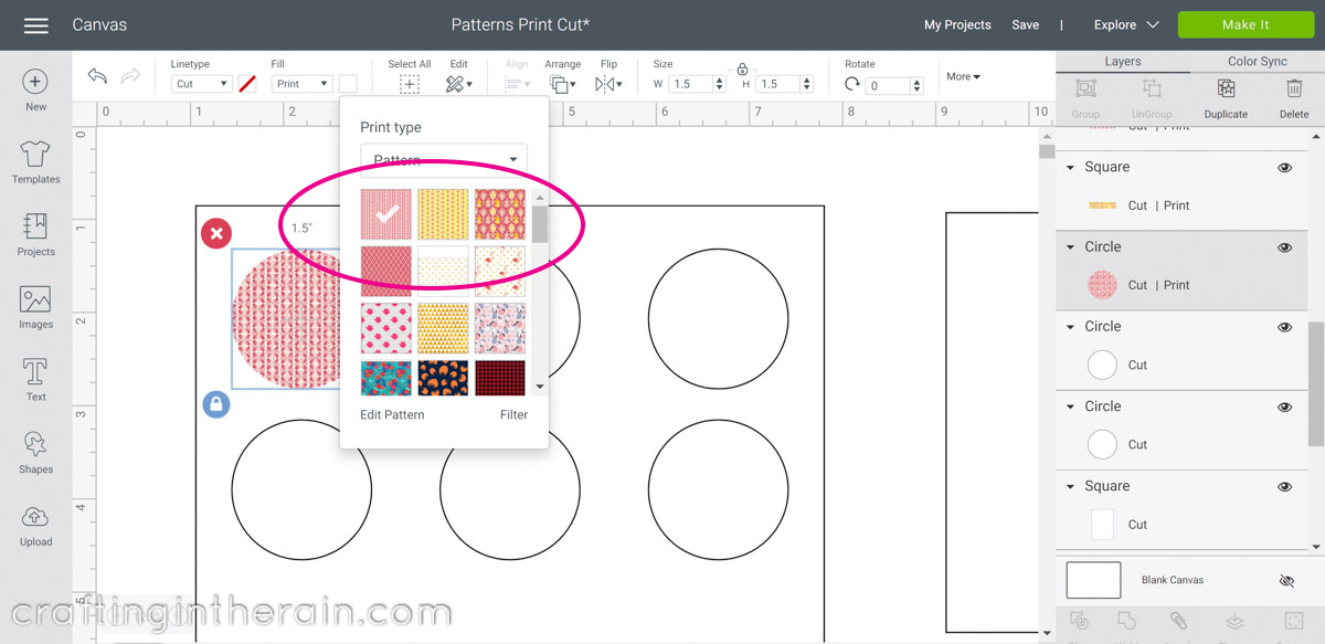 Download Pattern Fill In Cricut Design Space Crafting In The Rain PSD Mockup Templates