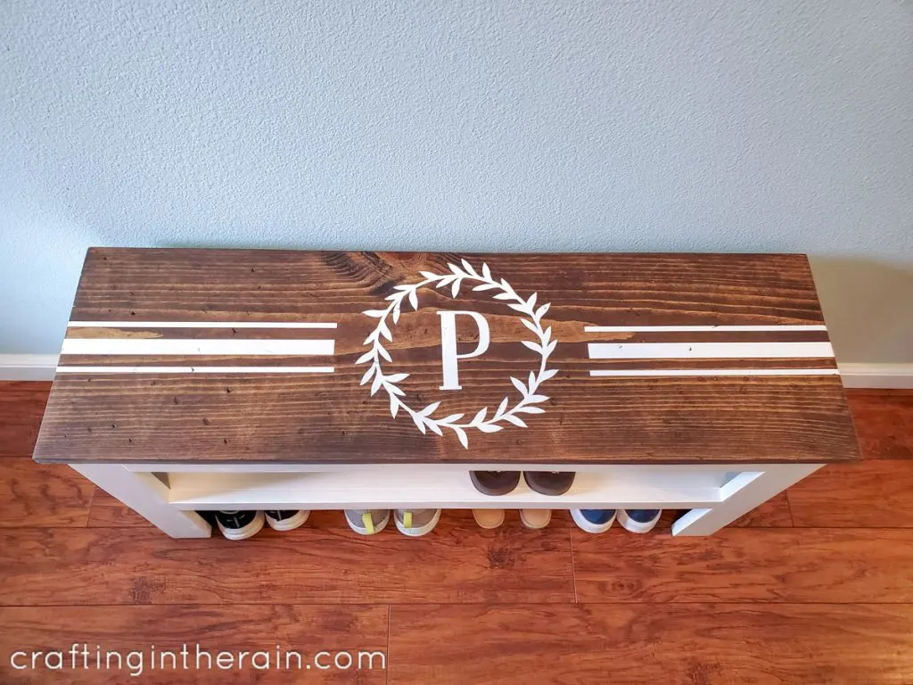 Cricut Stencil Vinyl Shoe Bench - Crafting in the Rain