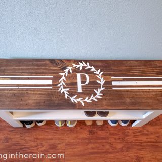 Stenciled shoe bench
