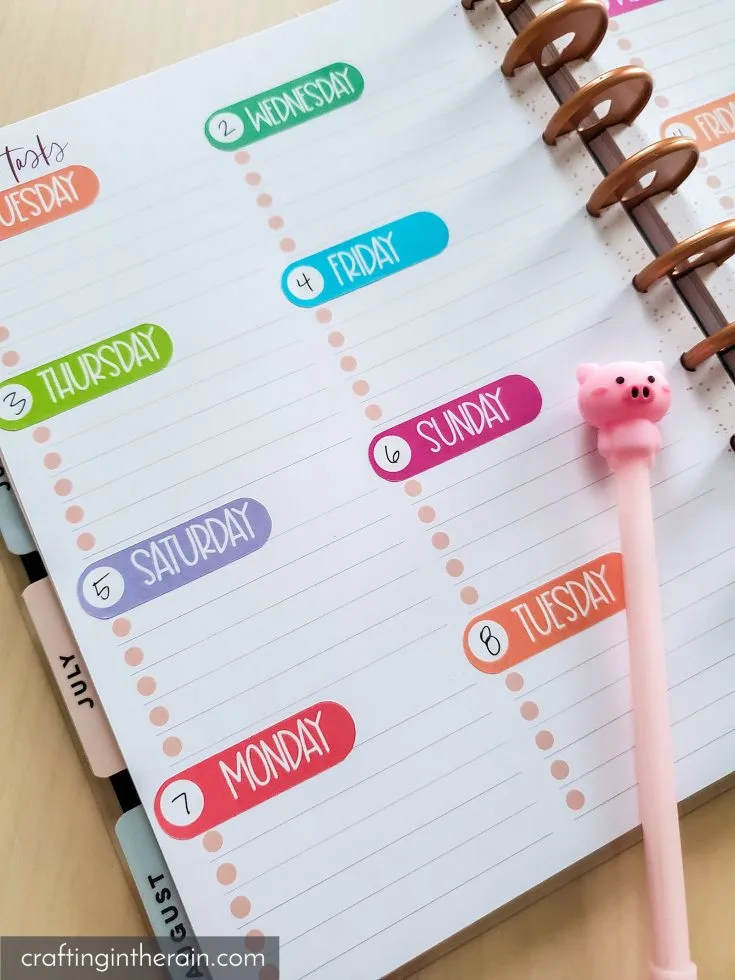 free planner sticker day of week