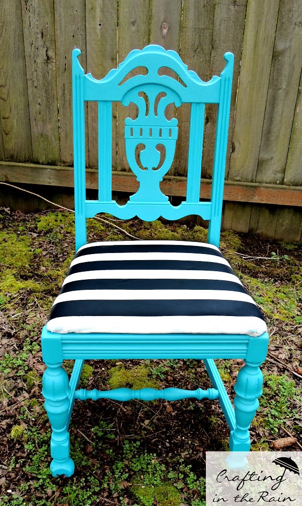 Blue Chair Makeover with Chalky Finish Paint - Crafting in the Rain