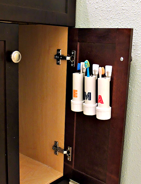 hang toothbrush in cabinet