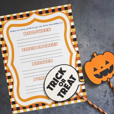 Halloween Word Game Printable