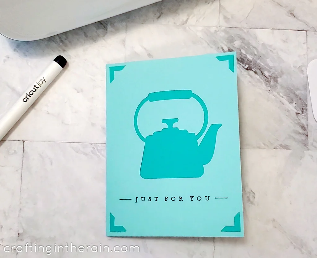 cricut joy card with teapot