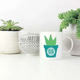 plant monogram mug