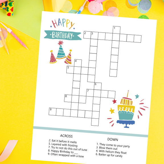 Birthday Crossword Printable Crafting In The Rain