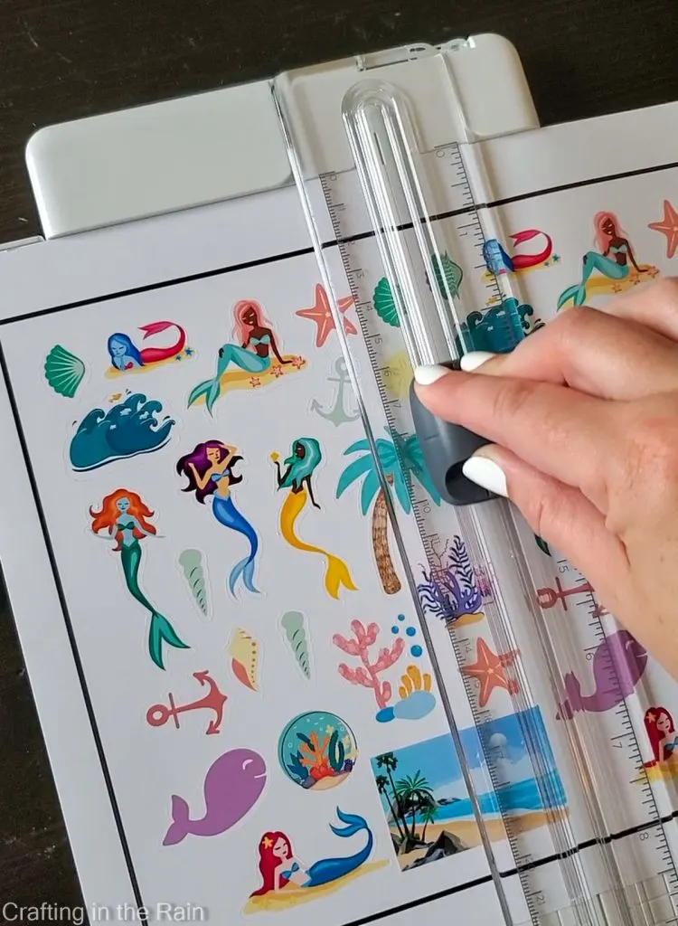 cut stickers with paper trimmer
