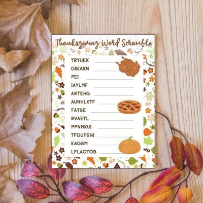 Thanksgiving Word Scramble