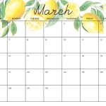 Lemon Printable Calendar
