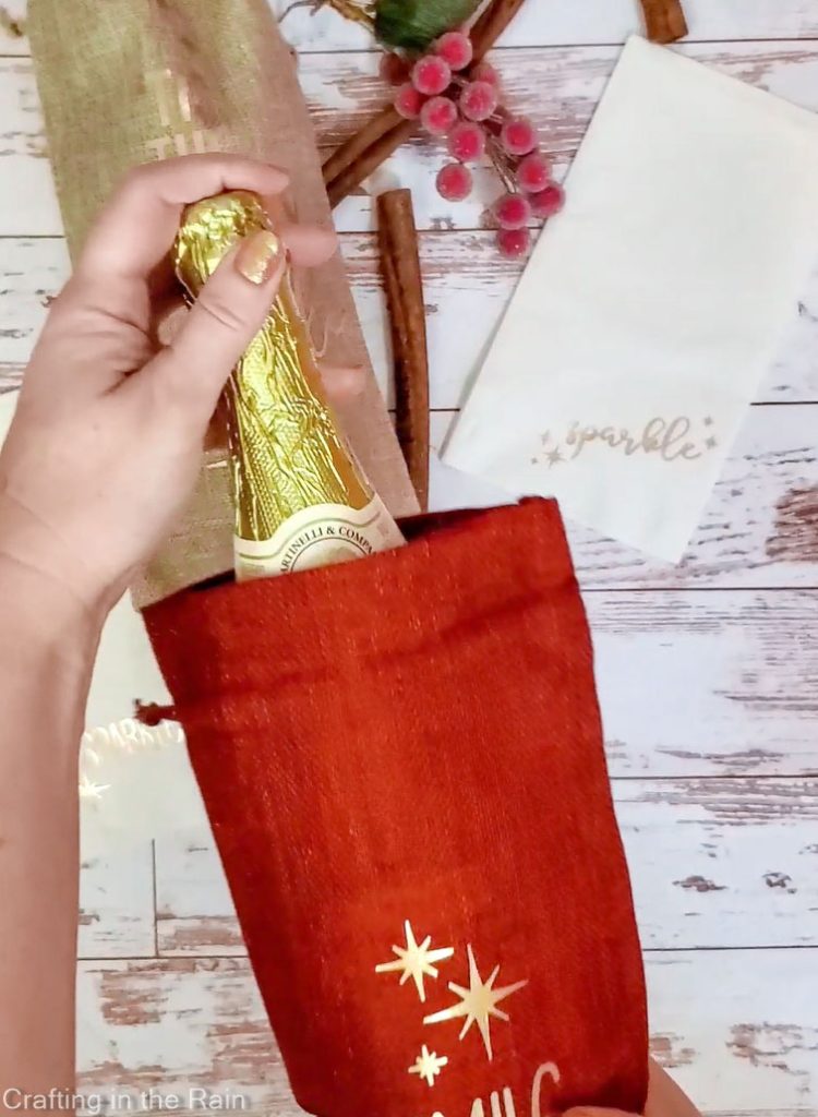 burlap wine bag
