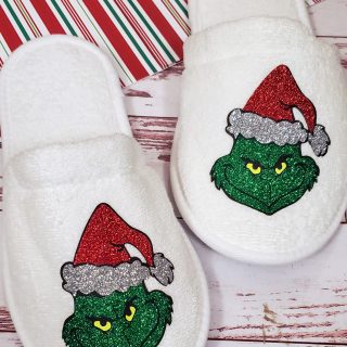 glitter grinch slippers-2