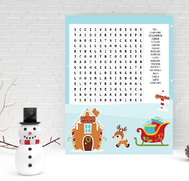 Santa’s Workshop Word Search – Crafting in the Rain