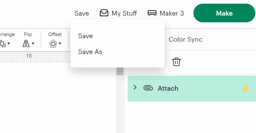 save in design space