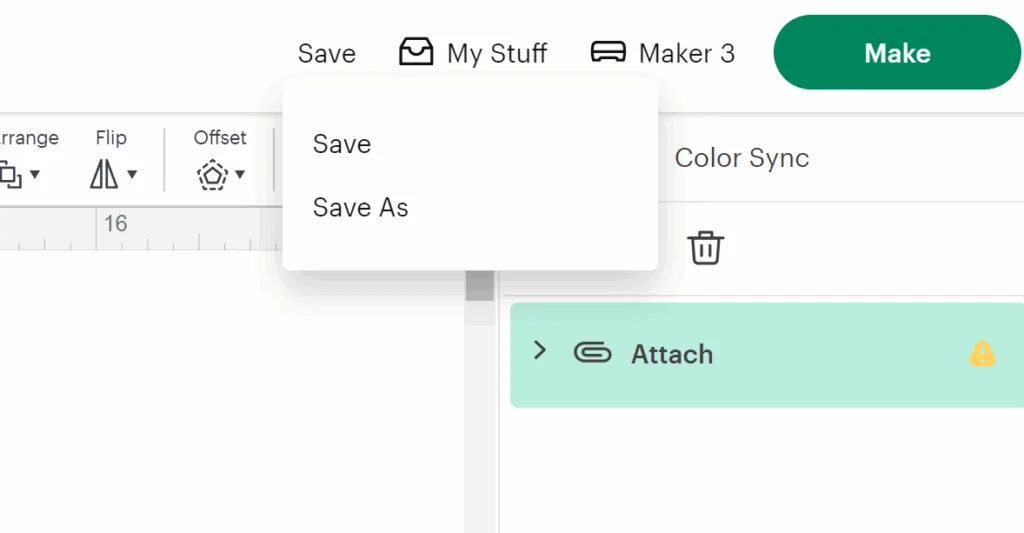 save in design space