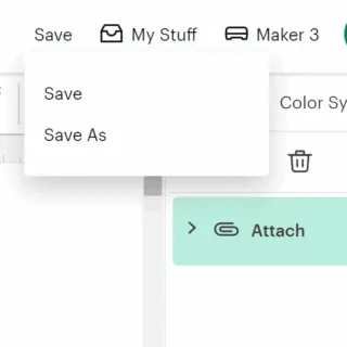 save in design space