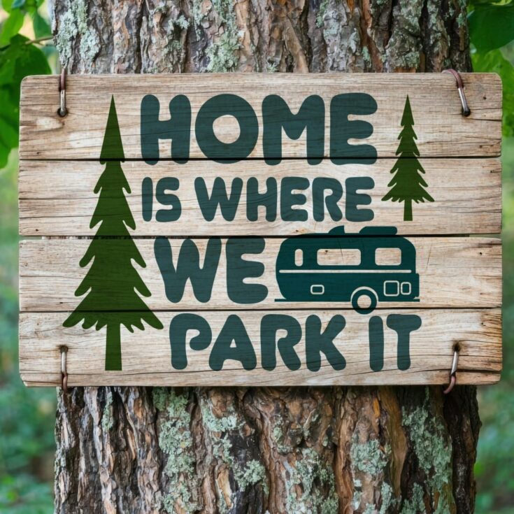 Image for Free Camping SVG: Home Is Where We Park It RV SVG