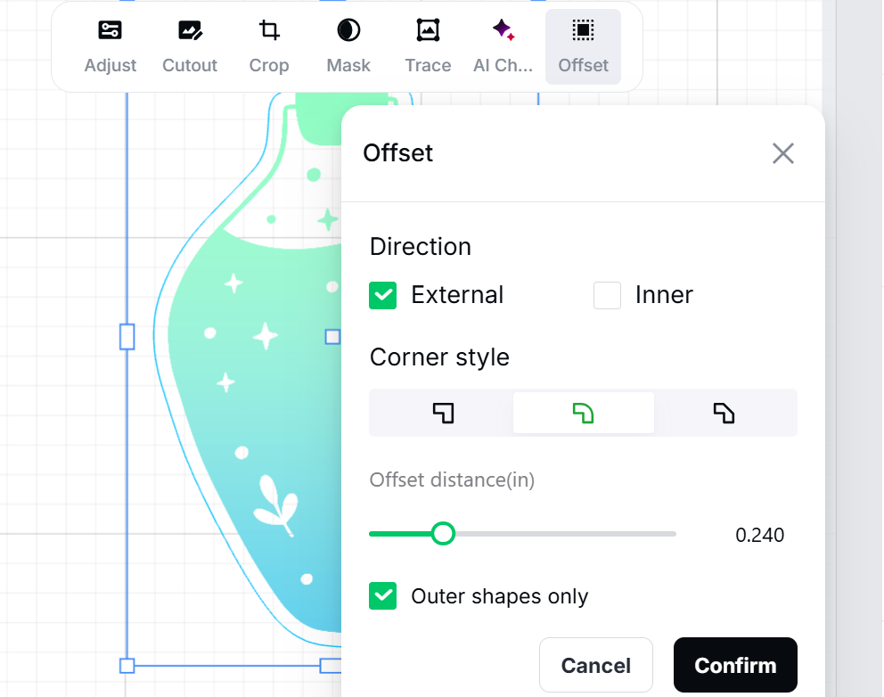offset image in xtool studio
